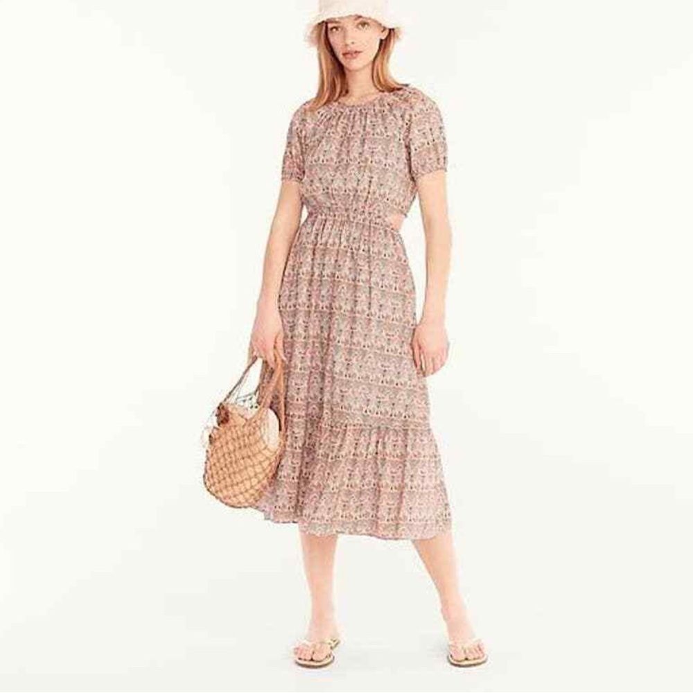 J. Crew‎ Side Cutout Organic Cotton Dress in Liberty Giorgia Duke Fabric Size 6